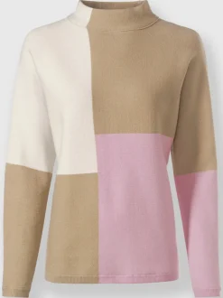 Pull à col montant à motifs color block avec manches longues