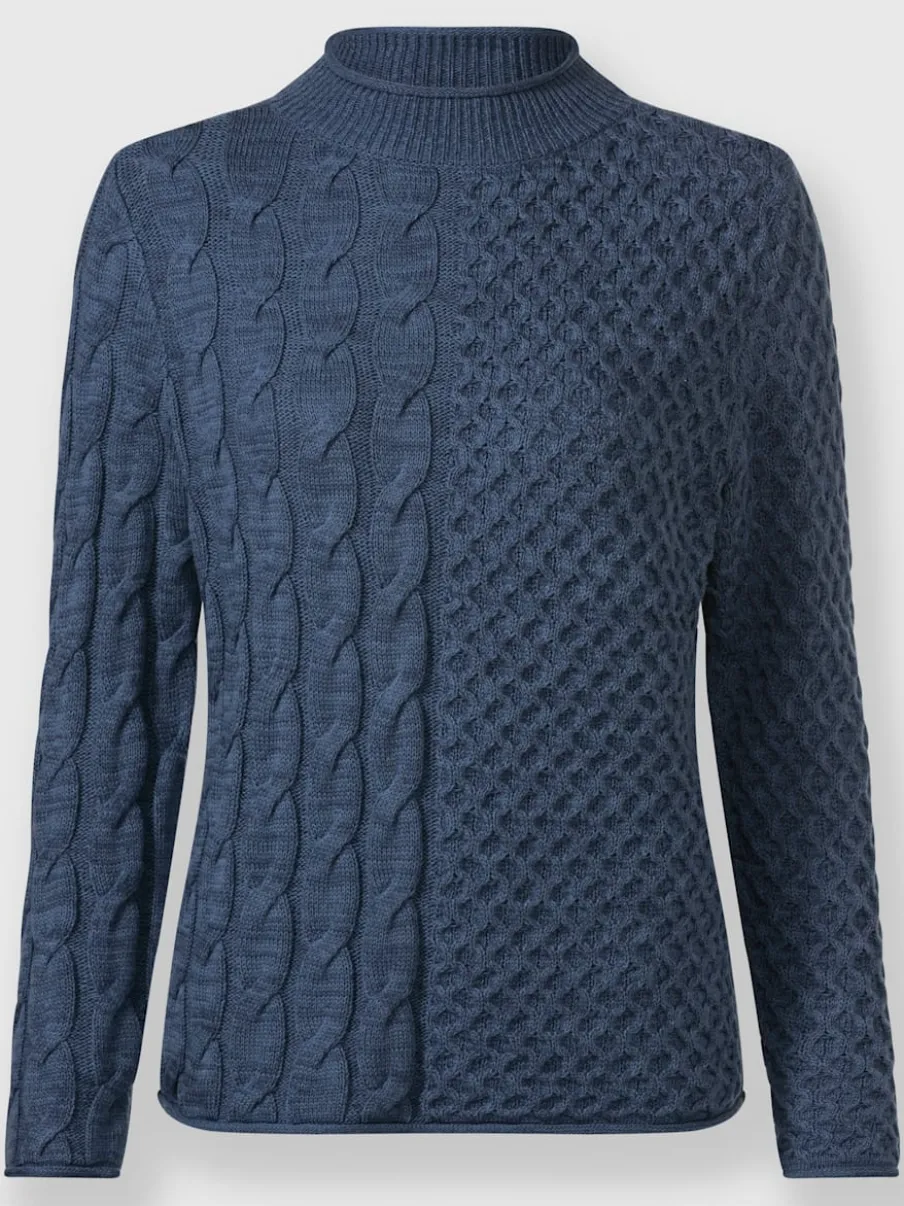 Pull à col montant à motifs géométriques et torsadés