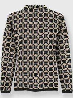 Pull à col montant à motifs graphiques et manches longues