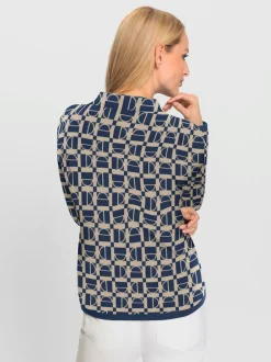 Pull à col montant à motifs graphiques et manches longues