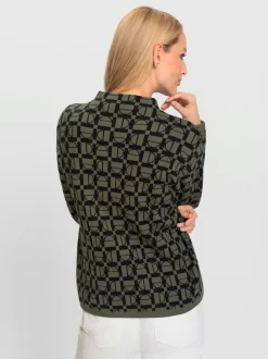 Pull à col montant à motifs graphiques et manches longues
