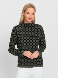 Pull à col montant à motifs graphiques et manches longues