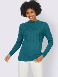 Pull à col montant à motifs torsadés doux et confortable