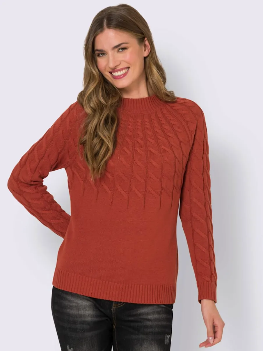 Pull à col montant à motifs torsadés doux et confortable
