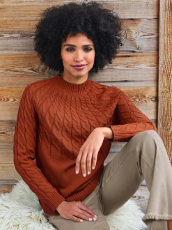 Pull à col montant à motifs torsadés doux et confortable