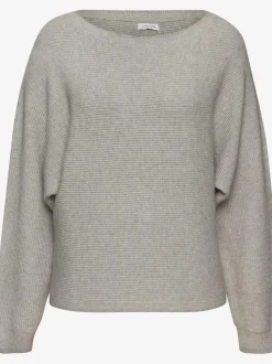Pull col rond avec manches chauve-souris et ourlet droit en tricot côtelé