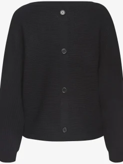 Pull col rond avec manches chauve-souris et ourlet droit en tricot côtelé