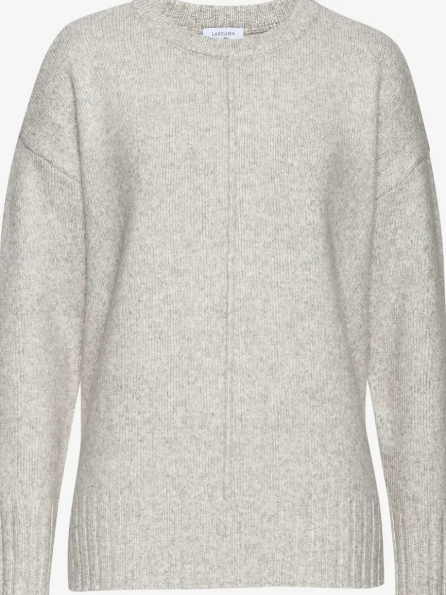 Pull col rond avec manches longues et coutures décoratives