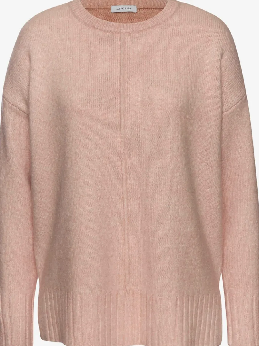 Pull col rond avec manches longues et coutures décoratives