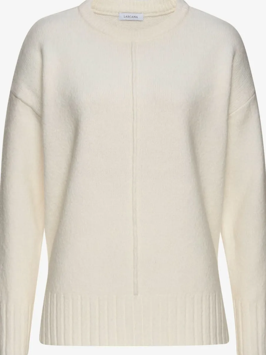 Pull col rond avec manches longues et coutures décoratives