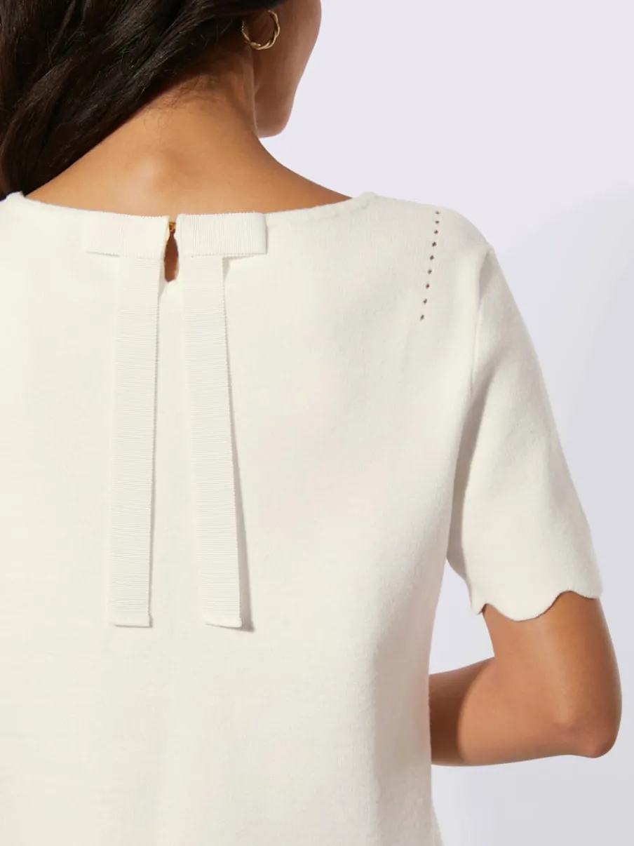 Pull à col rond à manches courtes en jacquard