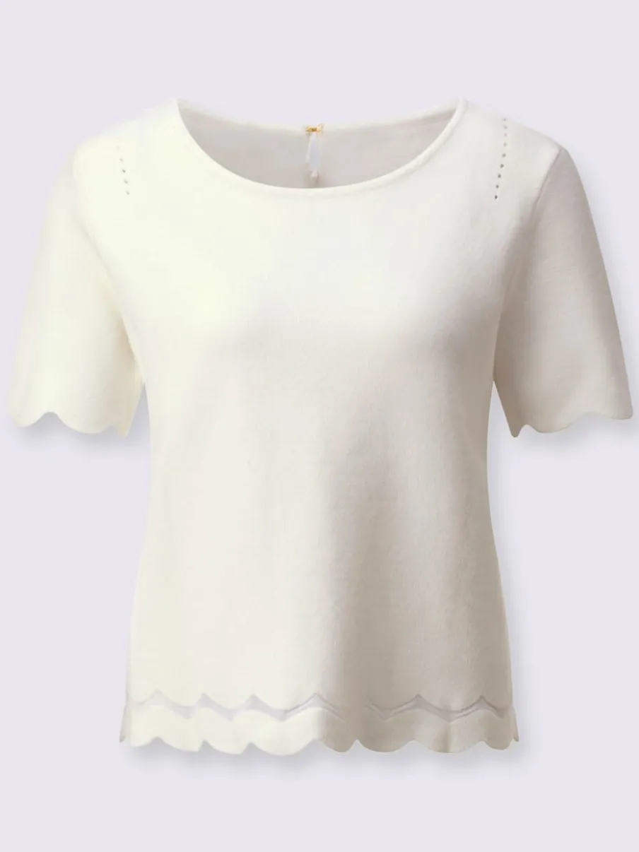 Pull à col rond à manches courtes en jacquard