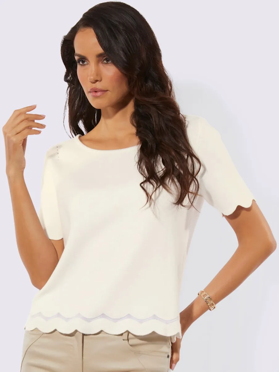 Pull à col rond à manches courtes en jacquard