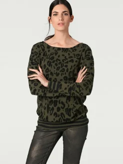 Pull col rond à motifs léopard coupe sportive