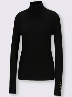 Pull à col roulé avec manches longues et boutons décoratifs