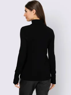 Pull à col roulé avec manches longues et boutons décoratifs