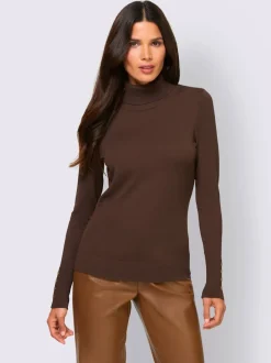 Pull à col roulé avec manches longues et boutons décoratifs