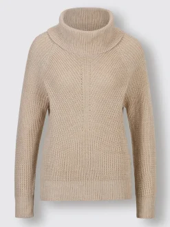 Pull à col roulé avec manches raglan et motif côtelé