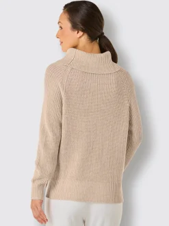 Pull à col roulé avec manches raglan et motif côtelé