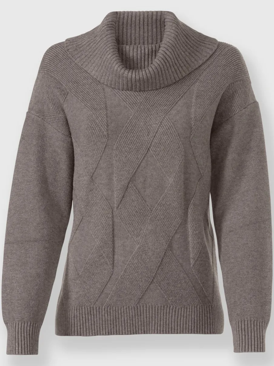 Pull à col roulé avec motif torsadé et manches longues