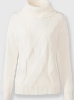 Pull à col roulé avec motif torsadé et manches longues