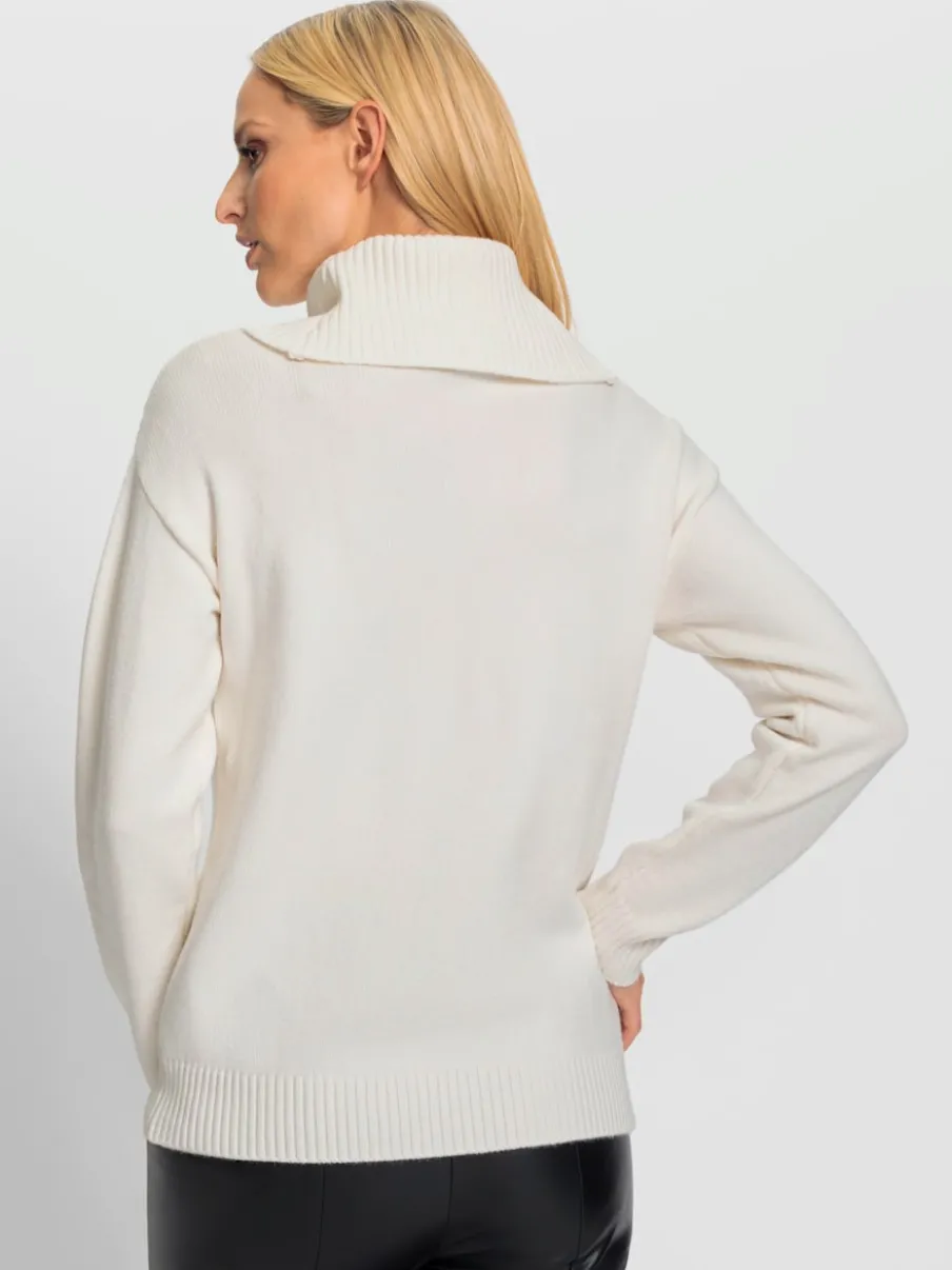 Pull à col roulé avec motif torsadé et manches longues