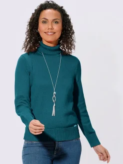 Pull col roulé à emmanchures diminuées finitions côtelées