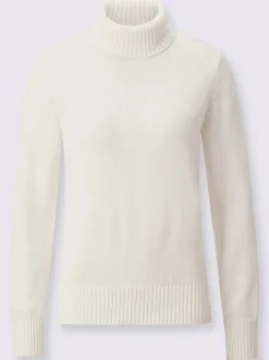 Pull col roulé à emmanchures diminuées finitions côtelées