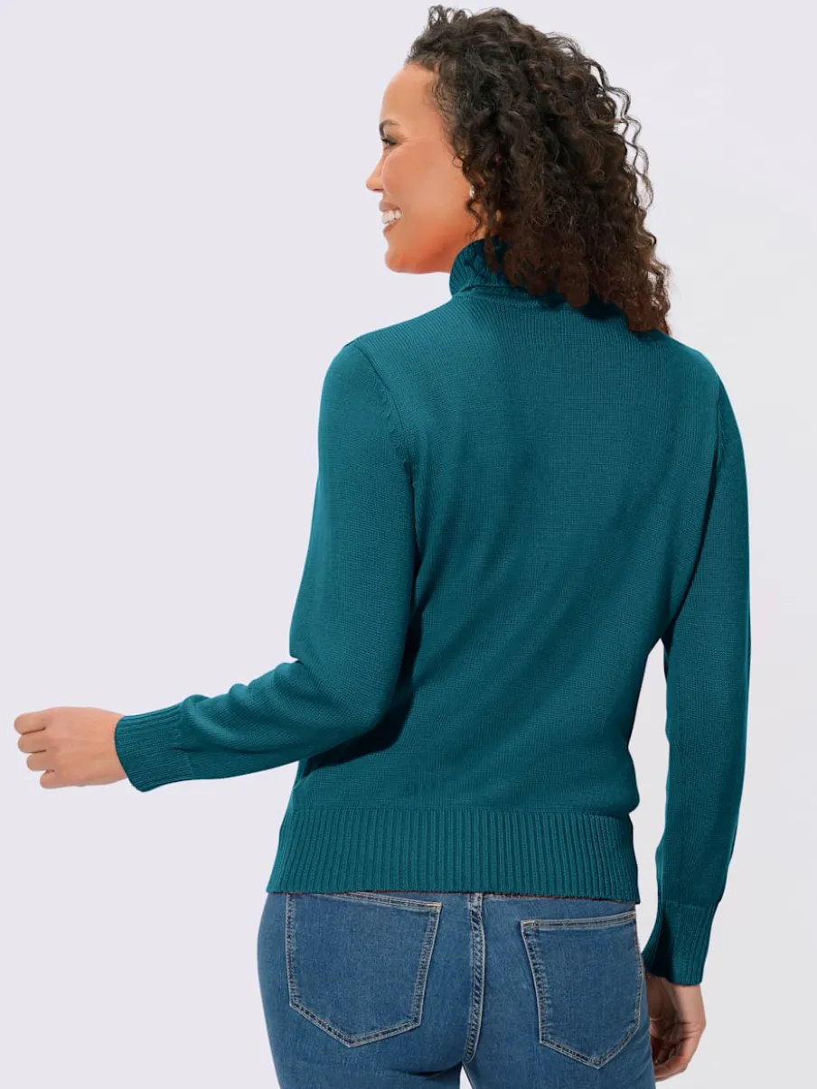Pull col roulé à emmanchures diminuées finitions côtelées