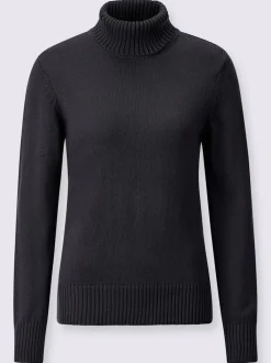 Pull col roulé à emmanchures diminuées finitions côtelées