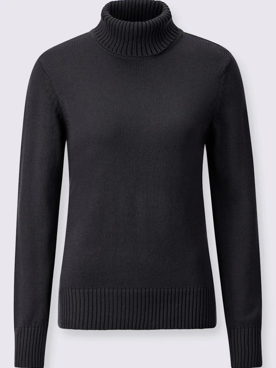 Pull col roulé à emmanchures diminuées finitions côtelées