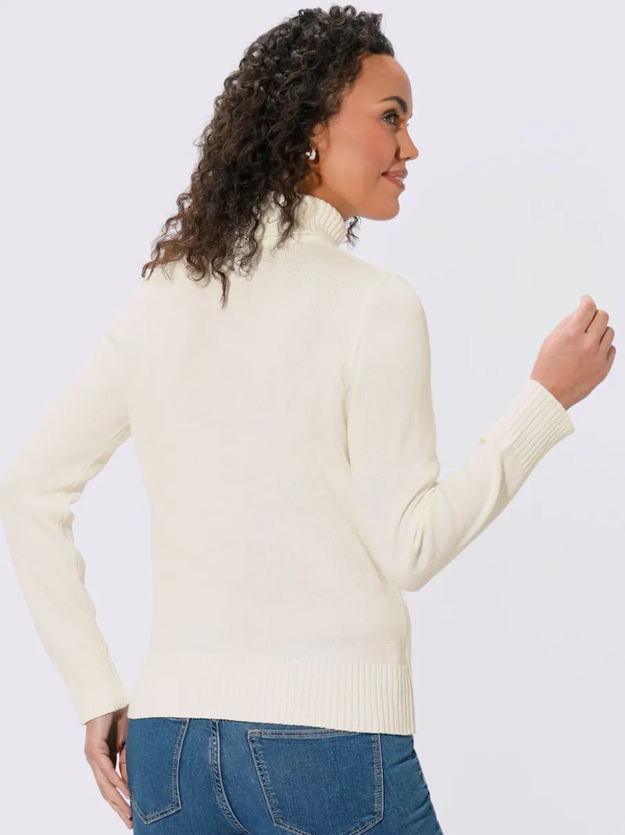 Pull col roulé à emmanchures diminuées finitions côtelées