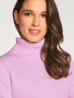 Pull à col roulé en cachemire avec bords-côtes