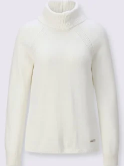 Pull à col roulé en laine avec manches longues raglan