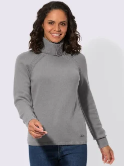 Pull à col roulé en laine avec manches longues raglan