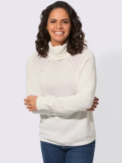 Pull à col roulé en laine avec manches longues raglan