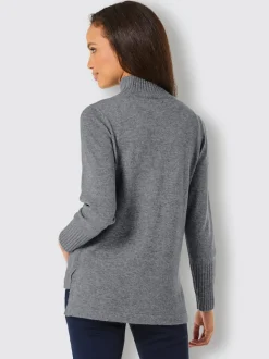 Pull col roulé en mélange mérinos et cachemire côtelé