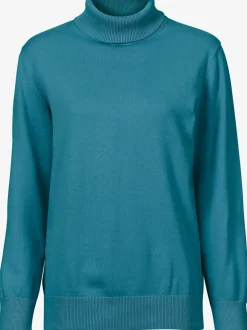 Pull à col roulé en pur coton à manches longues