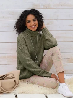 Pull à col roulé en tricot doux manches longues