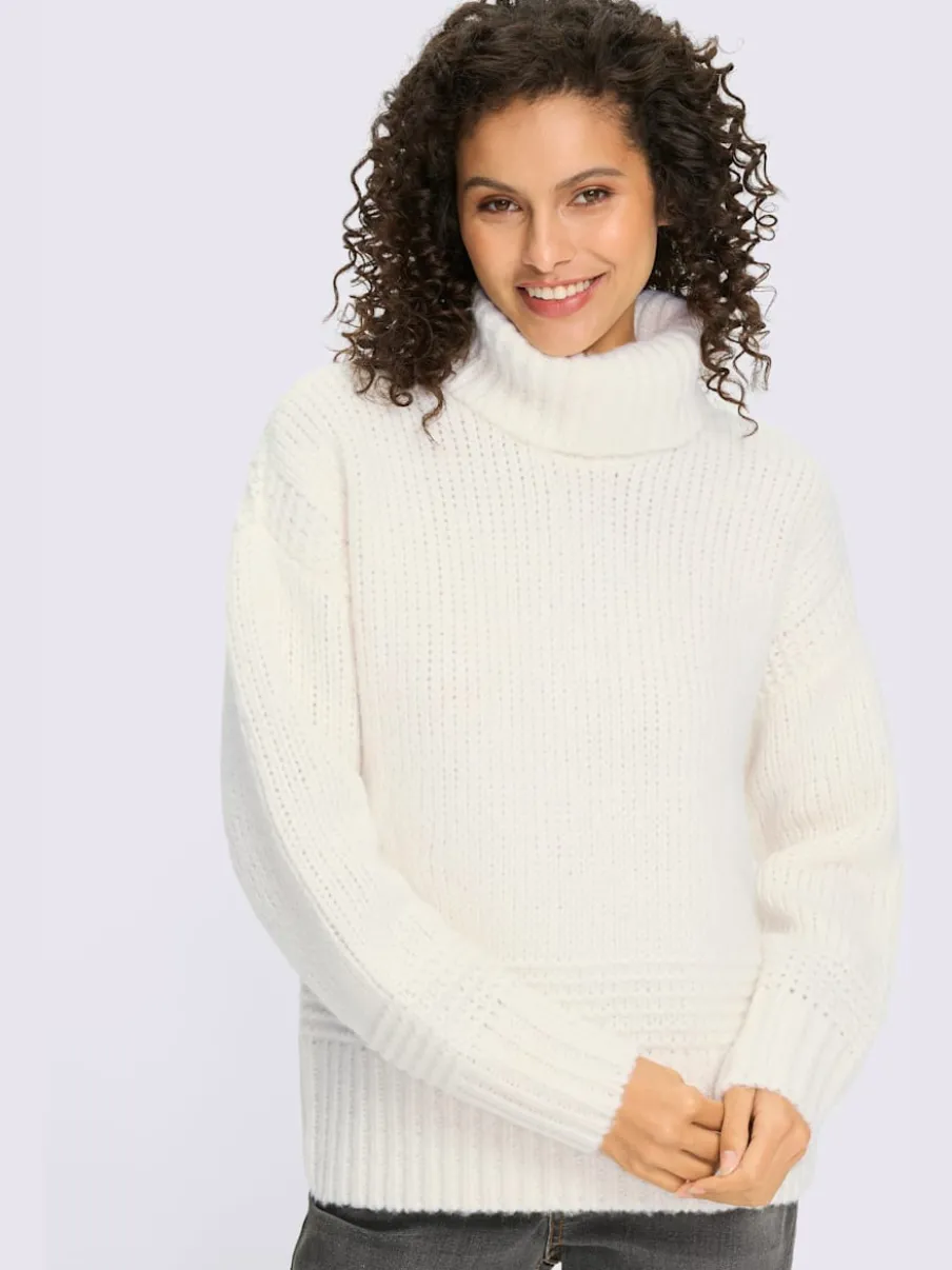 Pull à col roulé en tricot doux manches longues