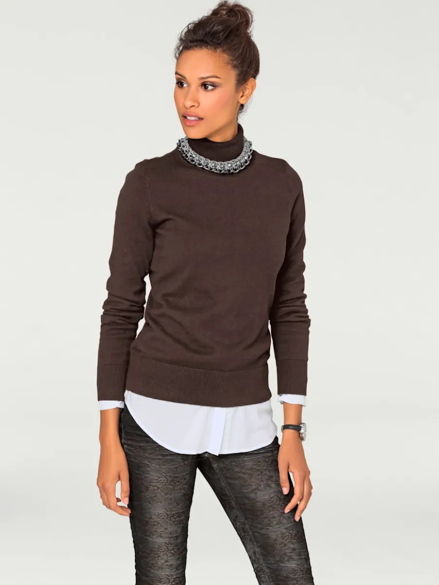 Pull à col roulé en tricot doux manches longues