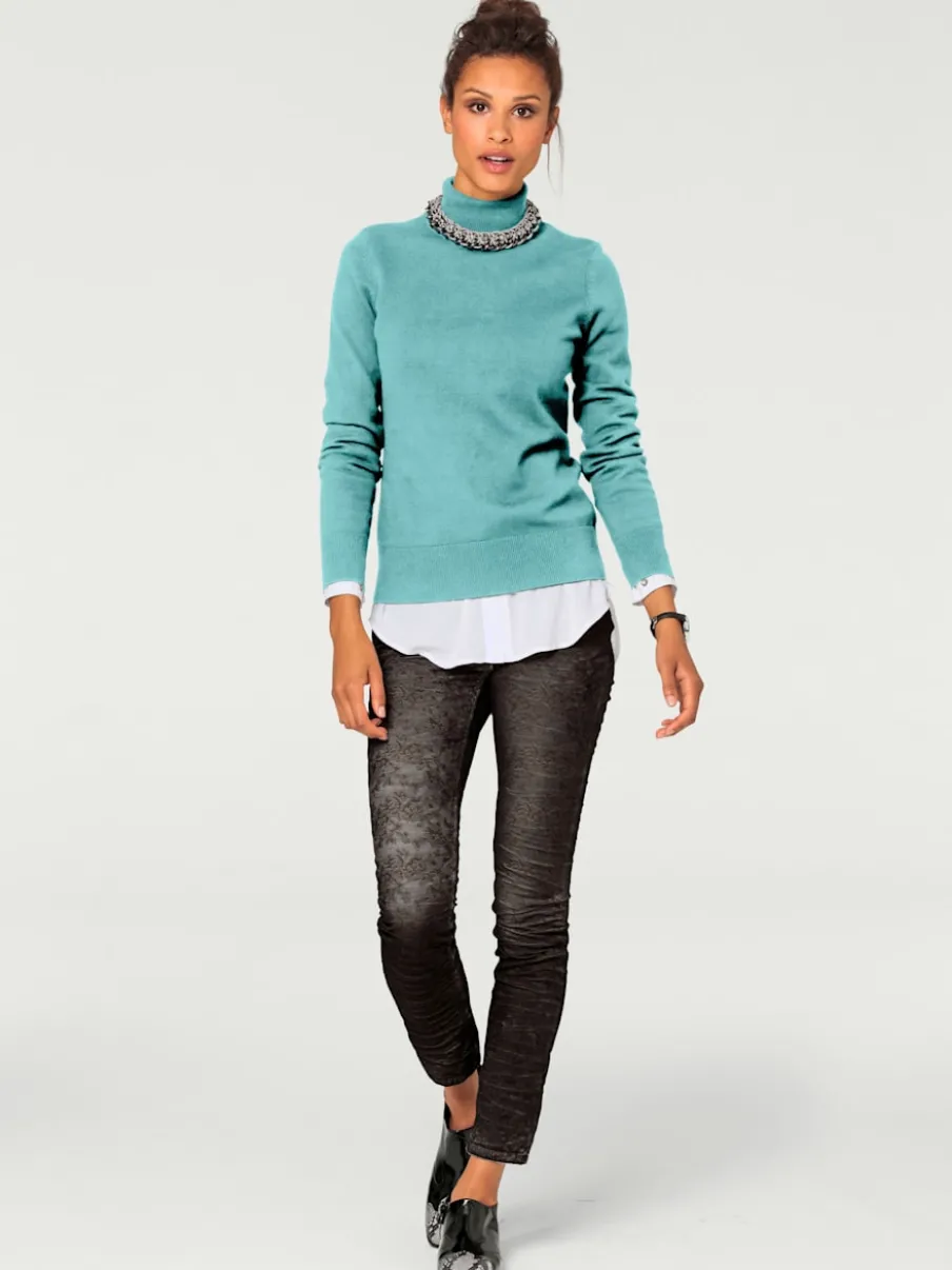 Pull à col roulé en tricot doux manches longues