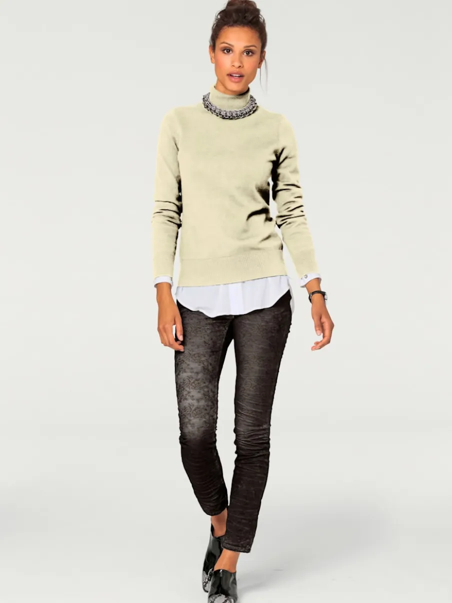 Pull à col roulé en tricot doux manches longues