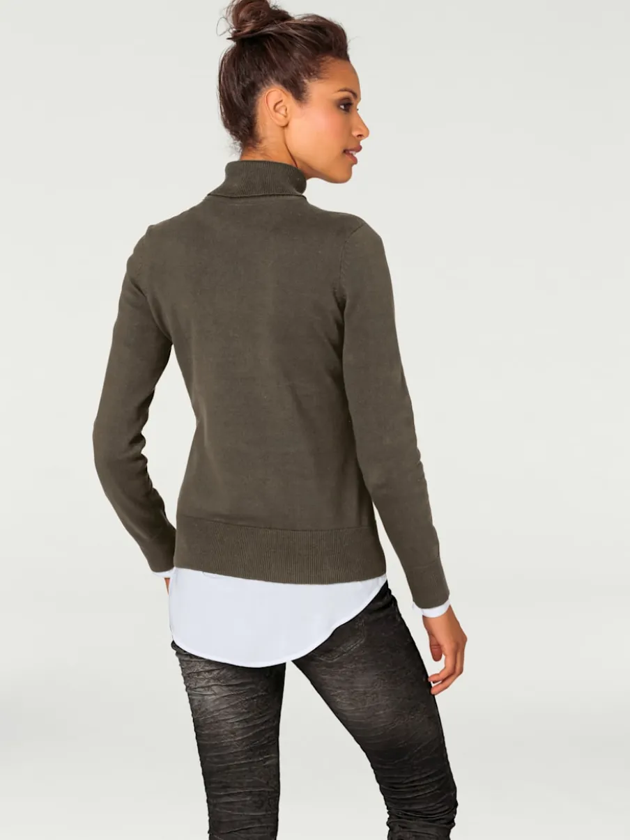 Pull à col roulé en tricot doux manches longues