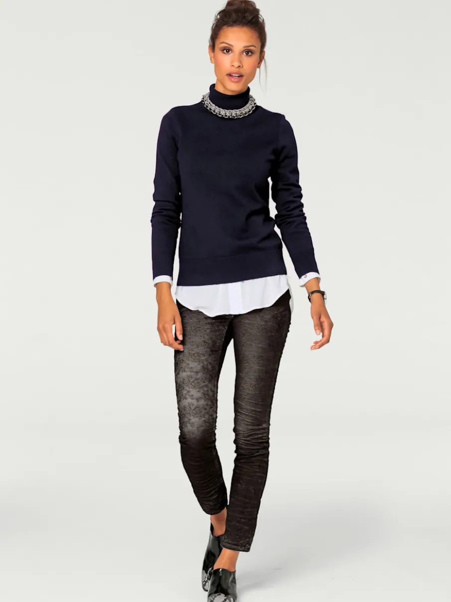 Pull à col roulé en tricot doux manches longues