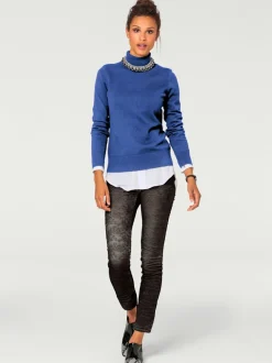 Pull à col roulé en tricot doux manches longues