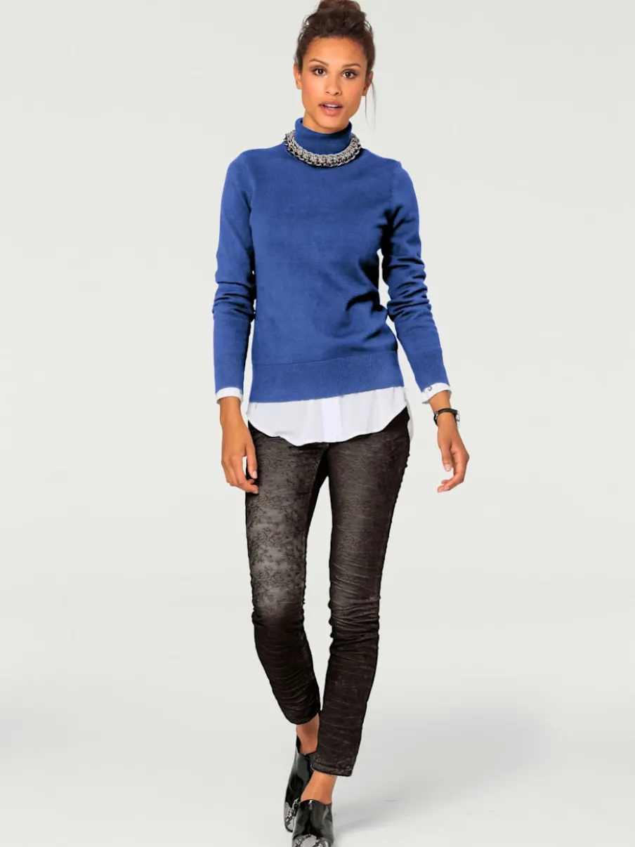 Pull à col roulé en tricot doux manches longues