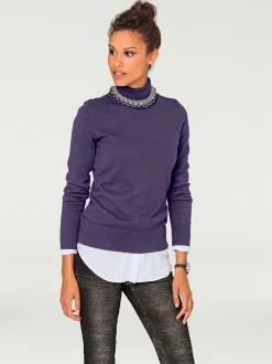 Pull à col roulé en tricot doux manches longues