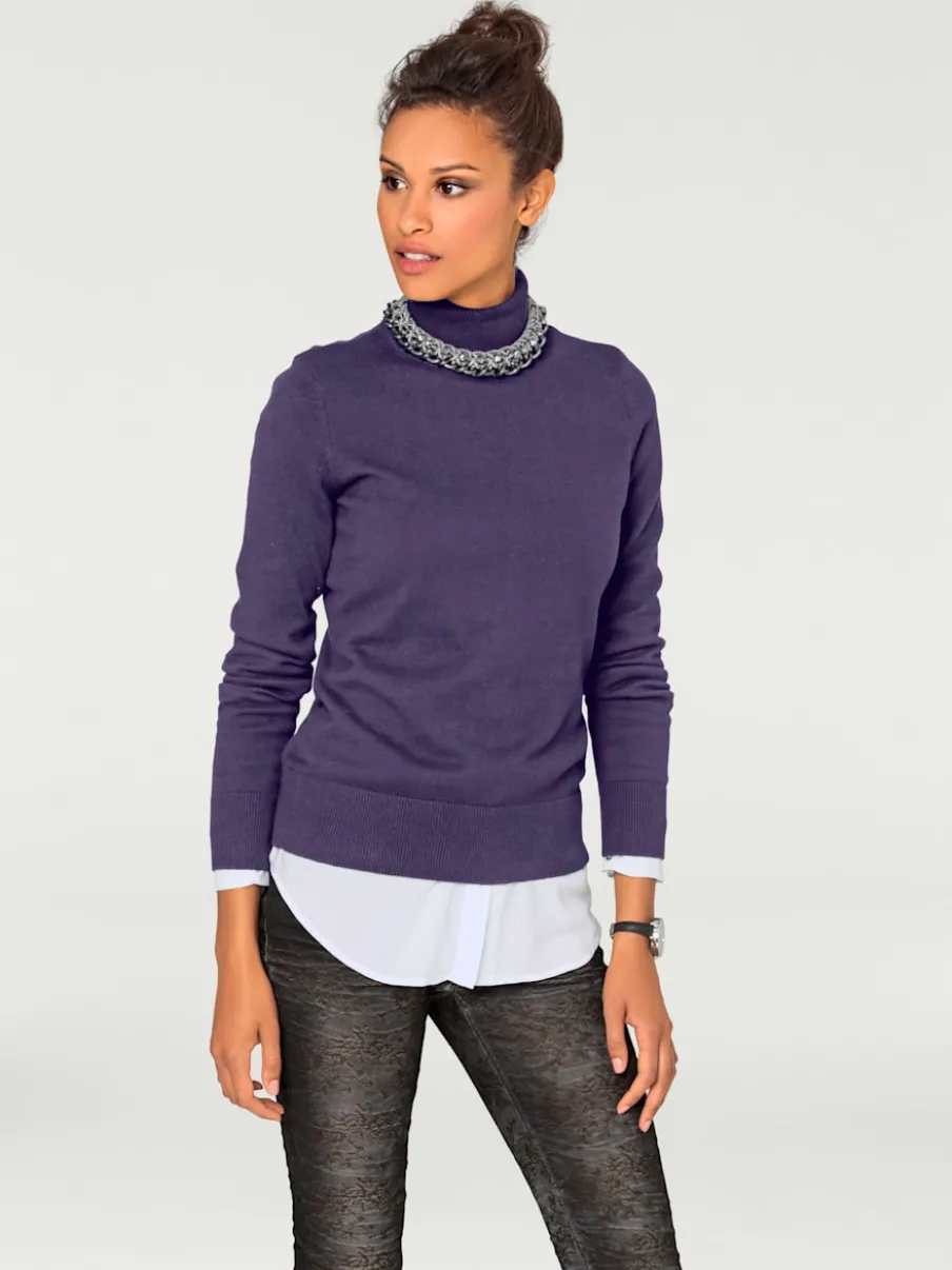 Pull à col roulé en tricot doux manches longues