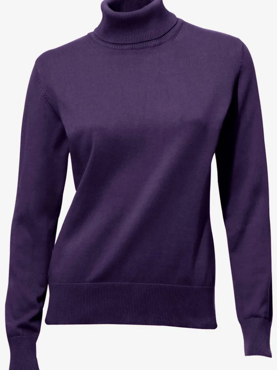 Pull à col roulé en tricot doux manches longues